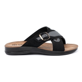 Shelvt Black Men's Slippers avec boucles noir