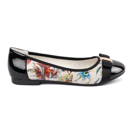 Goodin Ballerines noires et noires avec des fleurs blanc