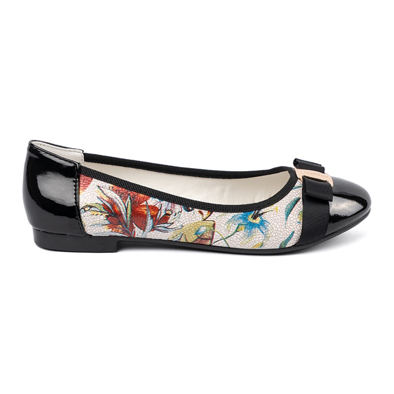 Goodin Ballerines noires et noires avec des fleurs blanche