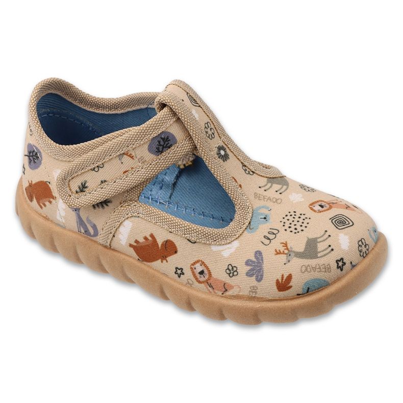 Slippers pour enfants de Befado 627p011 sur Velcro beige