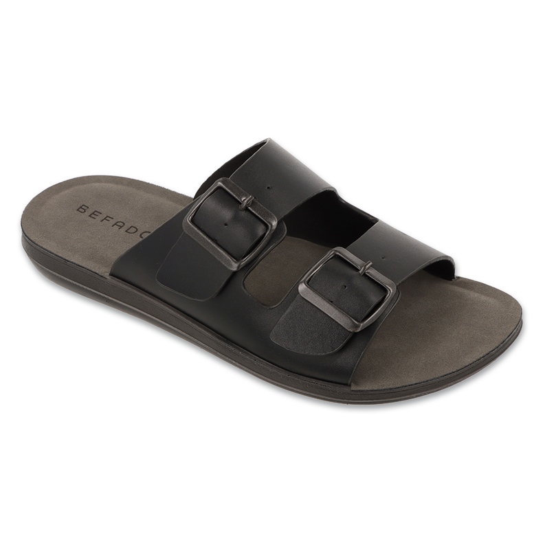 Les tongs en cuir masculin de Befado 158m025 noir le noir