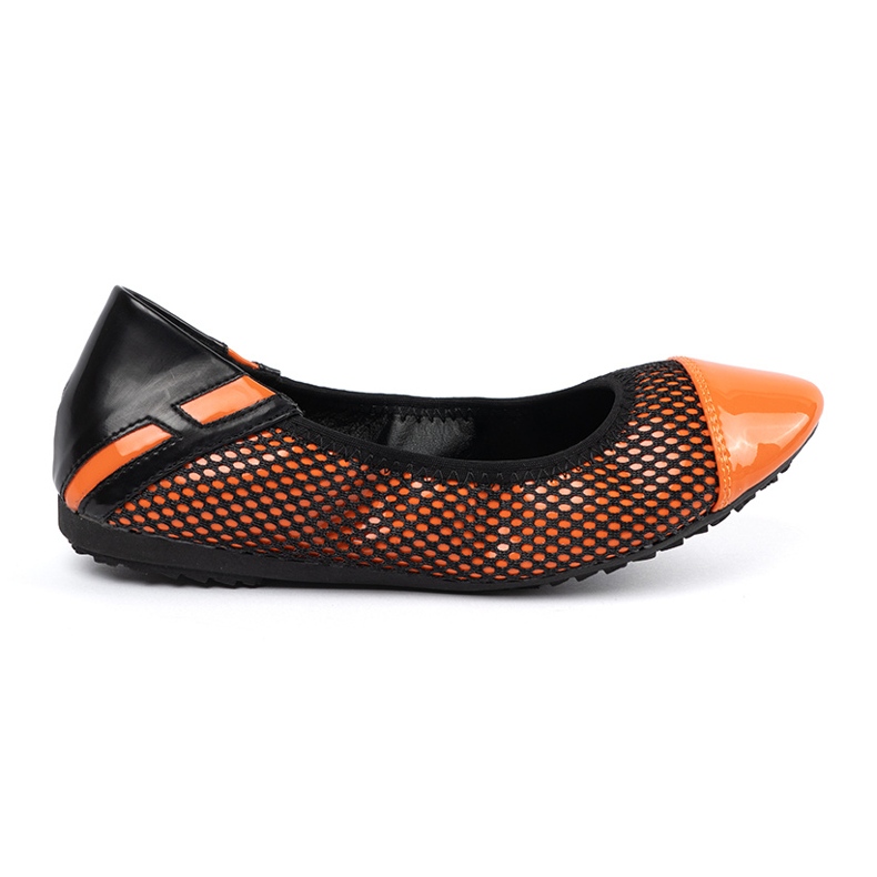 Ballerines oranges avec maille noire