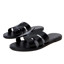 Black Flip -flops décoré de découpes le noir