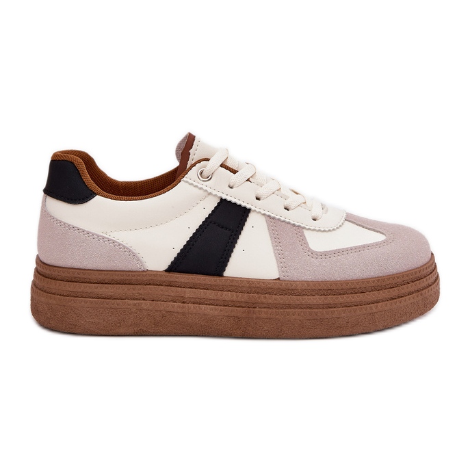 Baskets à plateforme pour femmes, beige