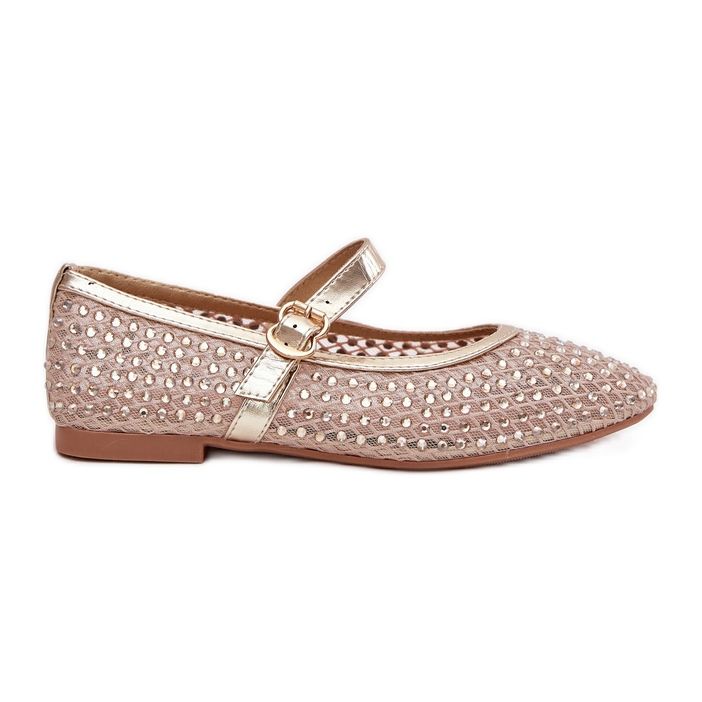 Ballerines pour femmes décorées avec une bande et une pince dorée d'or