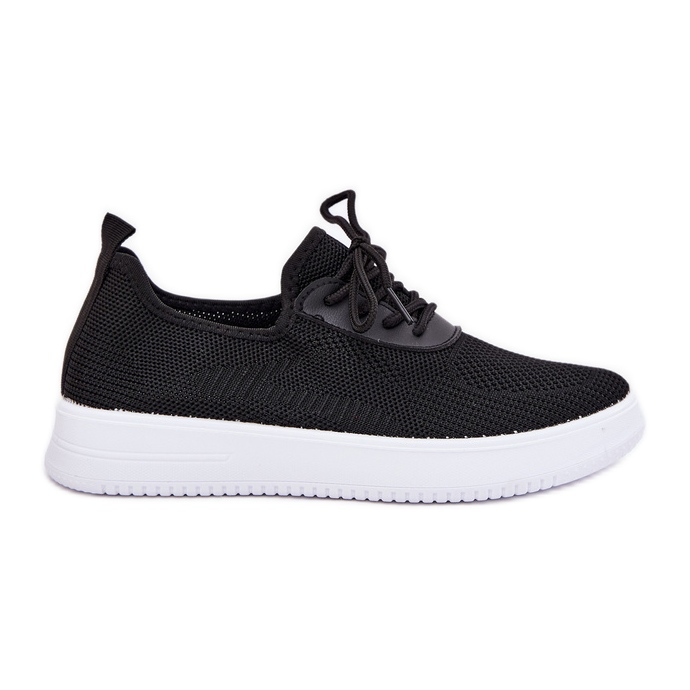 Chaussures sportives munées de matériaux sur la plateforme Black pour femmes le noir