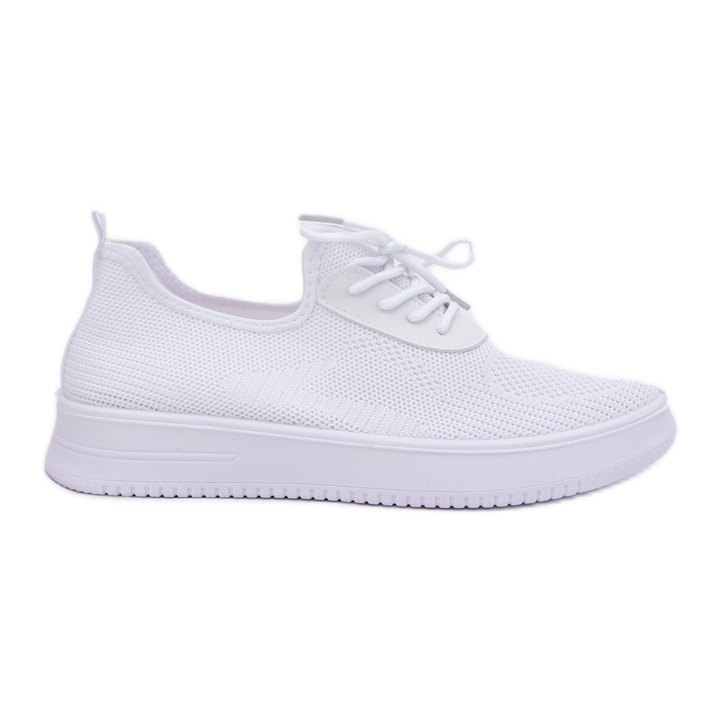 Chaussures de sport munées de matériaux sur la plate-forme blanche féminine