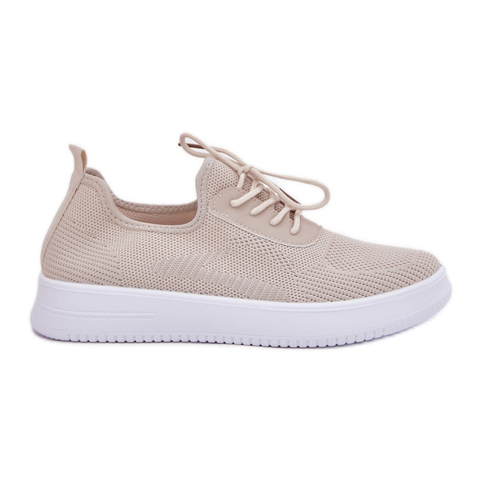 Chaussures sportives munies de matériaux sur la plateforme beige féminine Chaussures sportives munies de matériaux sur la plateforme beige féminine