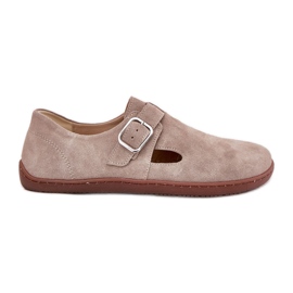 Chaussures en daim pour femmes avec une boucle beige zazoo n1261