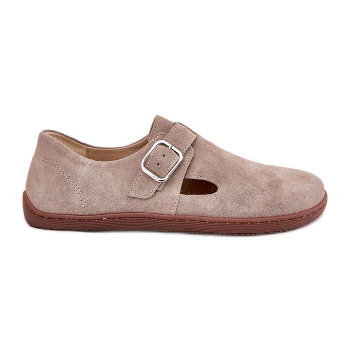 Chaussures en daim pour femmes avec une boucle beige zazoo n1261
