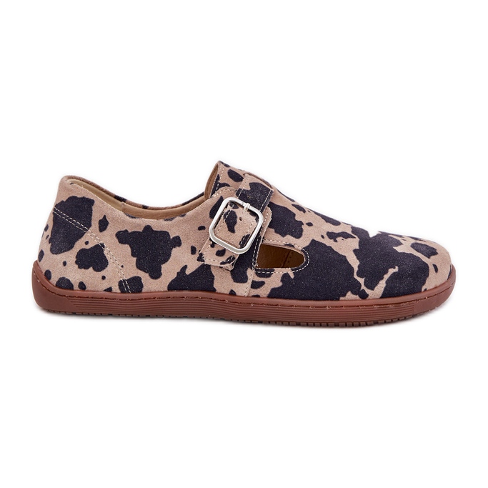 Chaussures en daim pour femmes avec un biais de bacon de boucle zazoo n1261 brun-beige