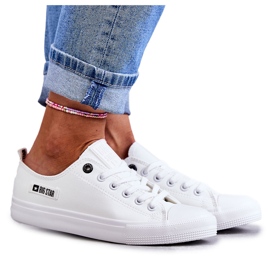 Baskets basses en cuir pour femmes Big Star KK274010 Blanc blanche