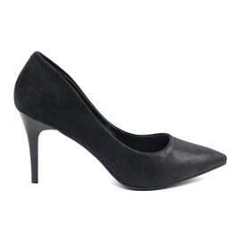 Escarpins en daim noir sur talon aiguille le noir