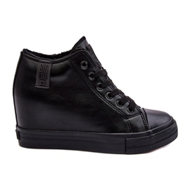 Baskets féminines sur un coin écot-cuir Big Star MM274001 noir le noir
