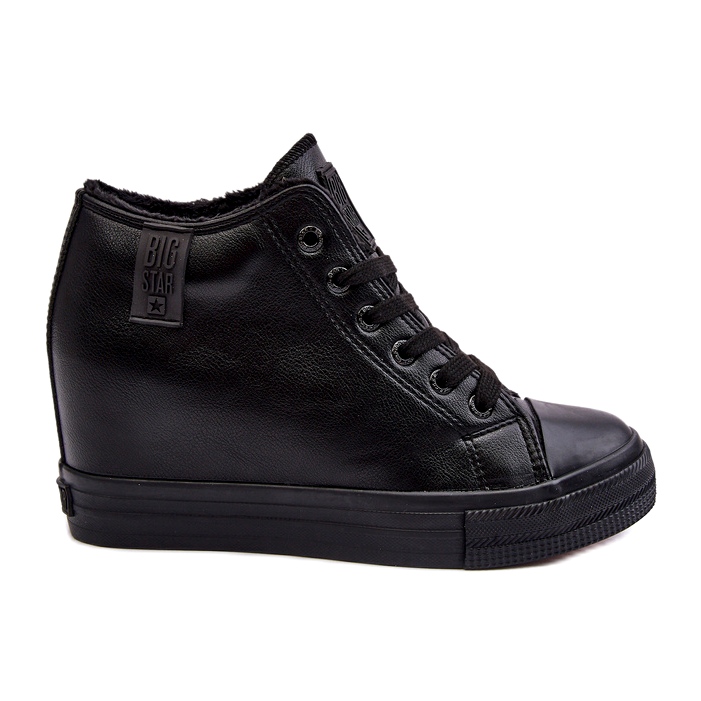 Baskets féminines sur un coin écot-cuir Big Star MM274001 noir le noir