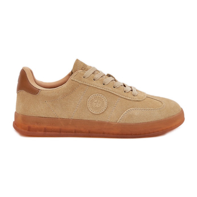 Sneakers en daim féminin Big Star RR274849 Système beige beige Hi-Polish