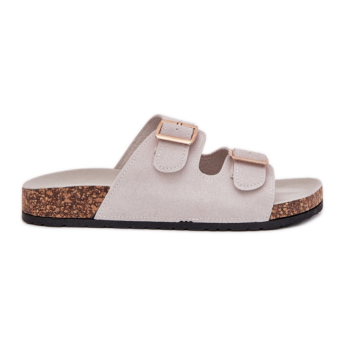 Boto Les tongs des femmes avec des pinces dorées et des coutures Grey Luner gris