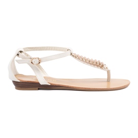 Shelvt Flip blanc -flops avec décoration dorée blanche Shelvt Flip blanc -flops avec décoration dorée blanche