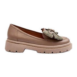 Mocassins en cuir féminin avec Laura Messi 2787 beige