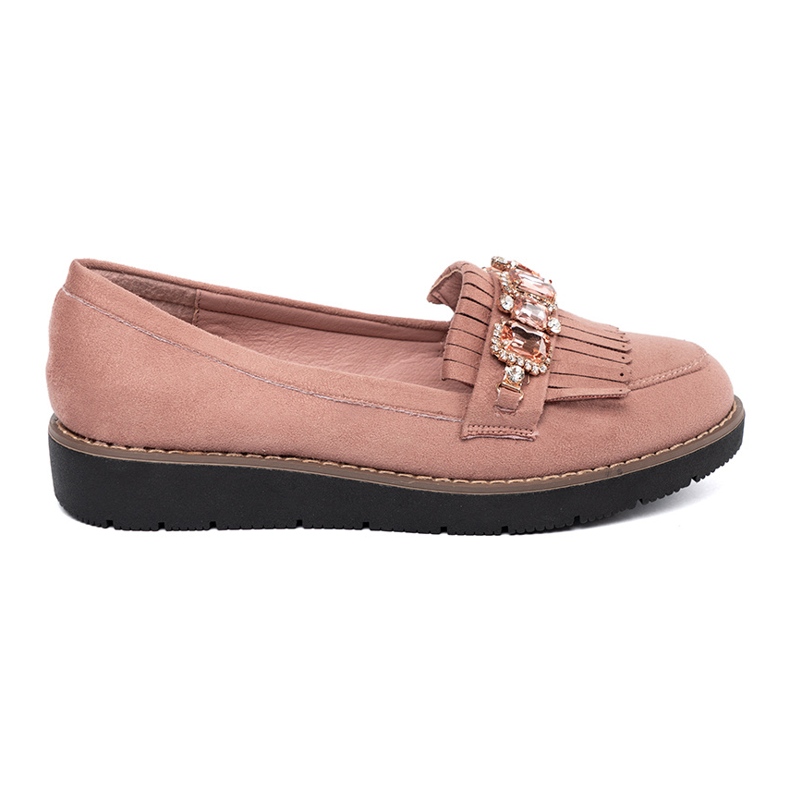 Seastar Mocassins en daim rose avec cristaux décoratifs