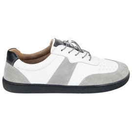 Olivier Chaussures aux pieds nus pour femmes minimalistes en cuir large blanc aria avec gris