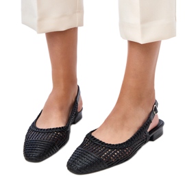 Ballerines de travail ouvert noir avec un talon de veille exposé le noir