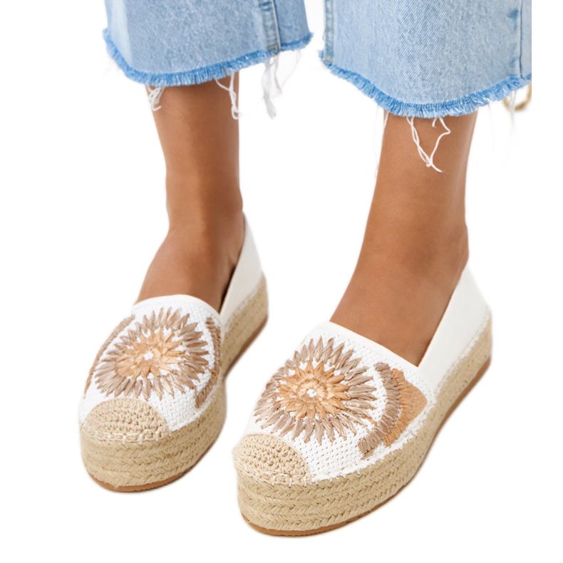 Espadrilles blanches avec broderie sur la plate-forme Lorin