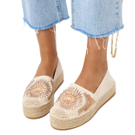 Espadrilles beige avec broderie sur la plate-forme Lorin