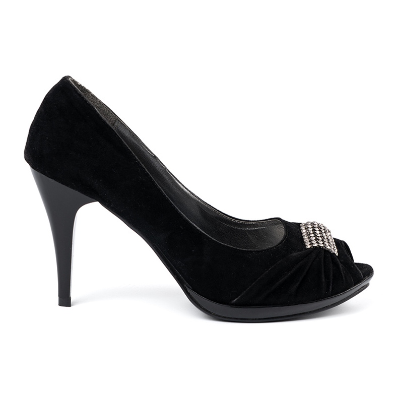 Shelvt Pompes noires à bout ouvert le noir