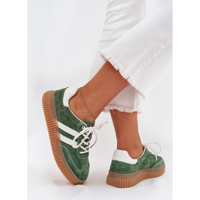 Boto Baskets en daim pour femmes sur la plate-forme Venera verte