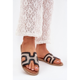 Boto Les tongs plats de Black Vereya pour femmes noir