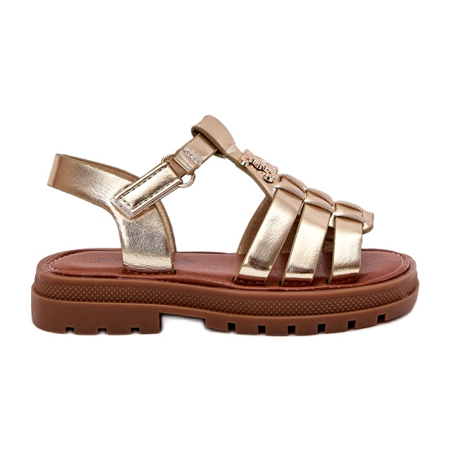 Sandales des filles avec un détail en or décoratif d'or