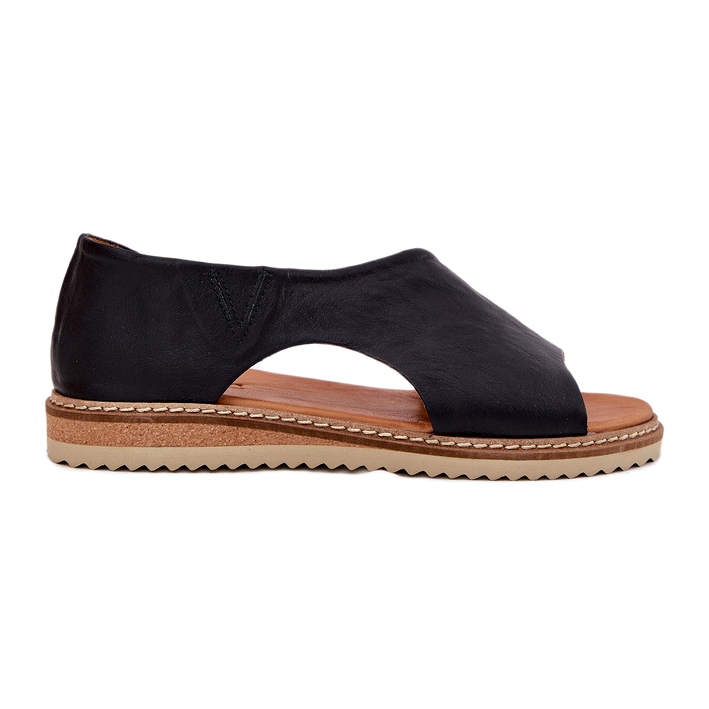 Sandales en cuir pour femmes Artiker 46C1016 Black le noir