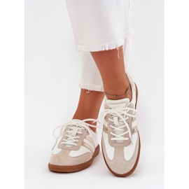 Boto Sneakers blancs et dorés pour femmes en cuir bas Ismina