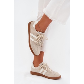 Boto Baskets féminines en cuir bas beige ismina