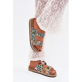 Slippers pour femmes à motifs sur une plate-forme en liège avec Lee Cooper LCW-25-35-3480L Multicolor Budles multicolore