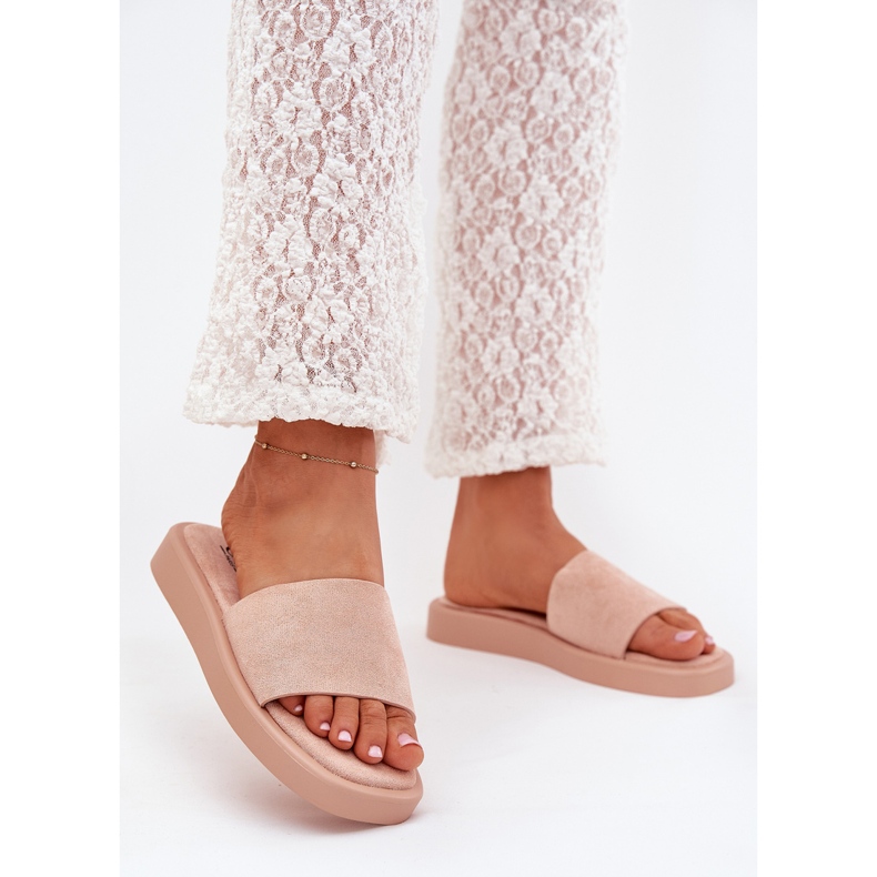 Boto Les tongs féminins sur la plate-forme avec Eco Suede Dirty Rose Jorina