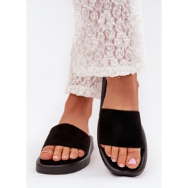 Boto Slippers pour femmes sur la plate-forme avec Eco Suede Black Jorina noir