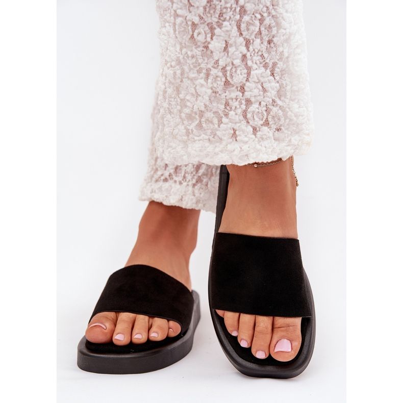 Boto Slippers pour femmes sur la plate-forme avec Eco Suede Black Jorina le noir Boto Slippers pour femmes sur la plate-forme avec Eco Suede Black Jorina le noir