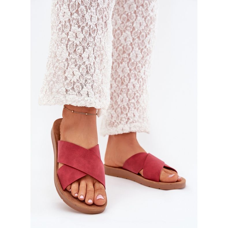 Boto Slippers pour femmes avec Bourgogne en cuir écologique Lorana rouge