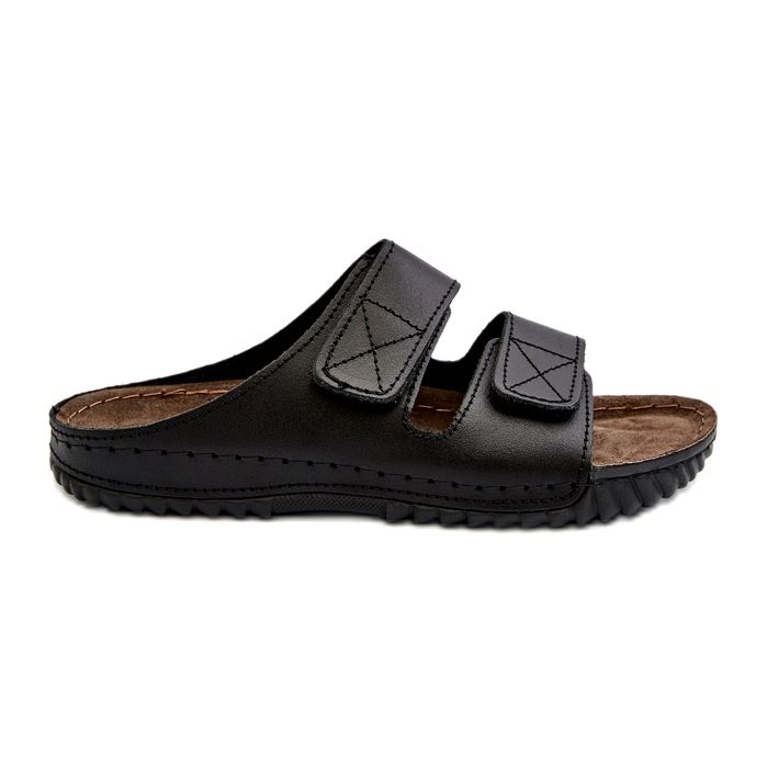 Inblu Les tongs masculins confortables avec des rayures velcro dans le FM00001u noir le noir