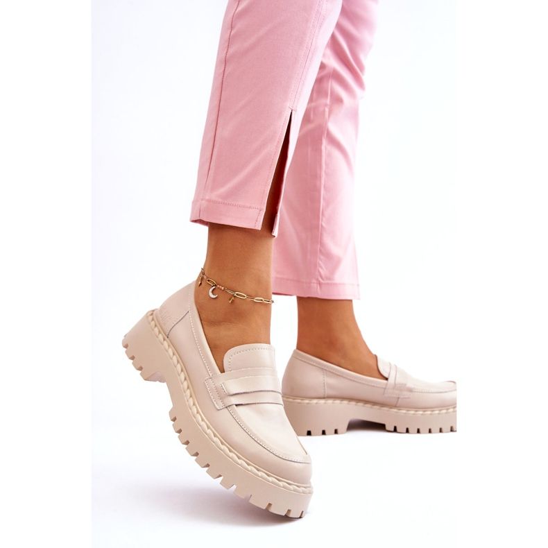 Big Star Women LL274457 Moocasins en cuir beige