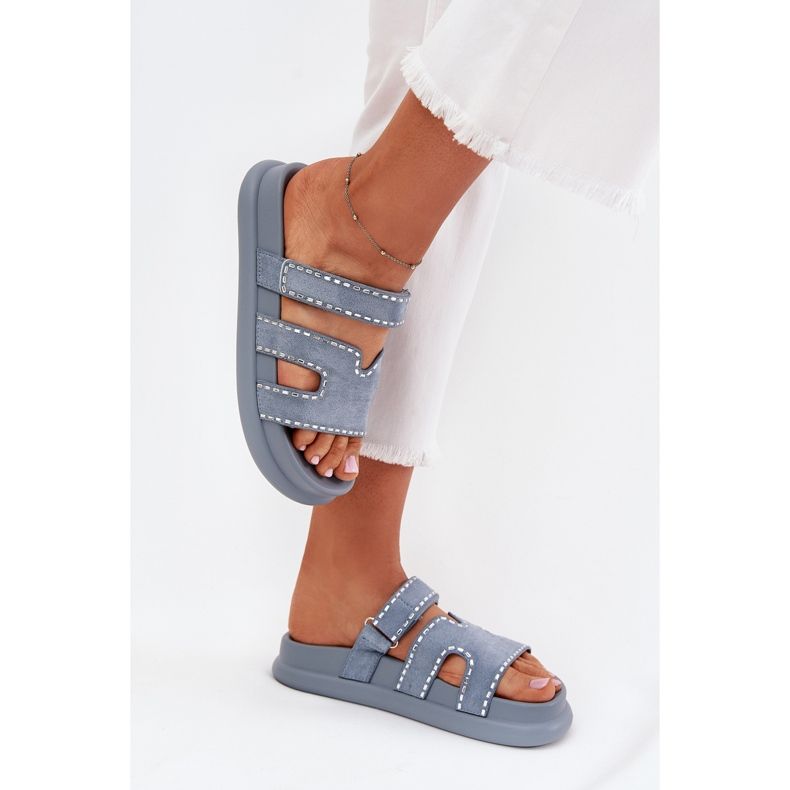 Boto Les tongs pour femmes avec décoration sur la plate-forme Blue Delna bleu