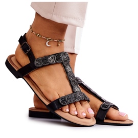 S.Barski Sandales féminines aux strass noires le noir S.Barski Sandales féminines aux strass noires le noir