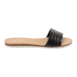 Shelvt Les tongs noirs féminins classiques sur une semelle plate