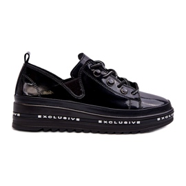 S.Barski Chaussures pour femmes en dentelle sur la plate-forme de Naturous Leather S. Barski LR620 Black le noir