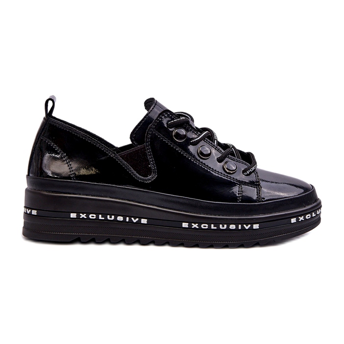 S.Barski Chaussures pour femmes en dentelle sur la plate-forme de Naturous Leather S. Barski LR620 Black le noir