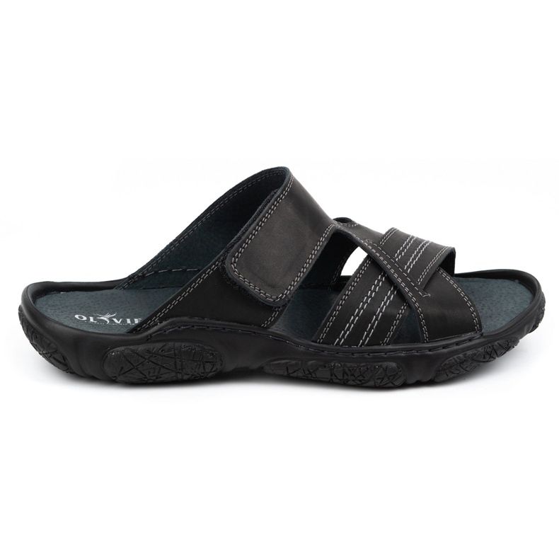 Olivier Slippers en cuir masculin 680mA noir le noir