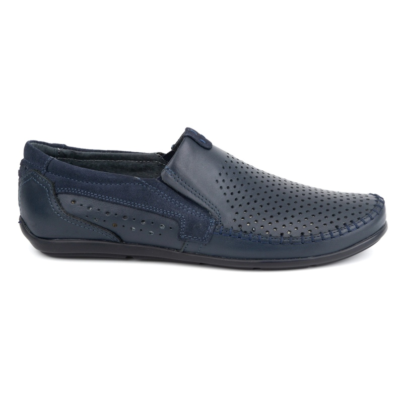Olivier Mocassins homme en cuir ajouré 0525, bleu marine