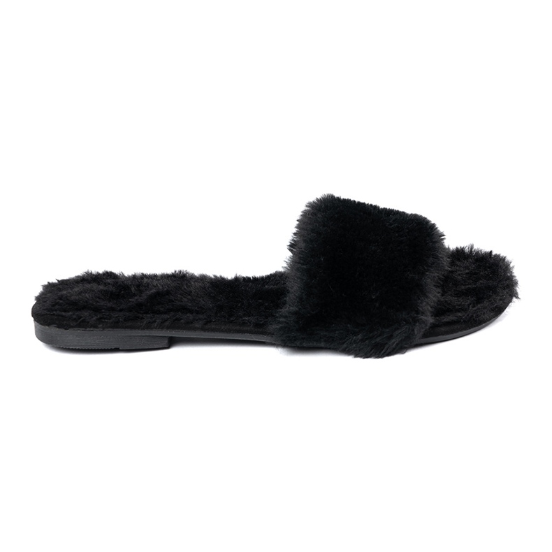 Seastar Les tongs noirs avec une fourrure douce le noir